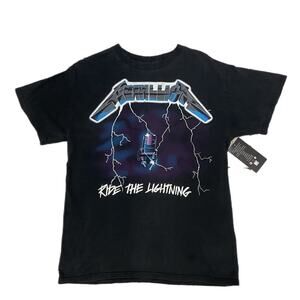 2000s Metallica Ride the Lightning Black Graphic T-Shirt